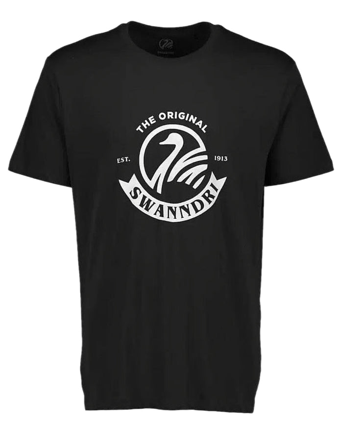 Washed Black Powder Coloured Swanndri Mens Original Print T Shirt on white background #colour_washed-black-powder