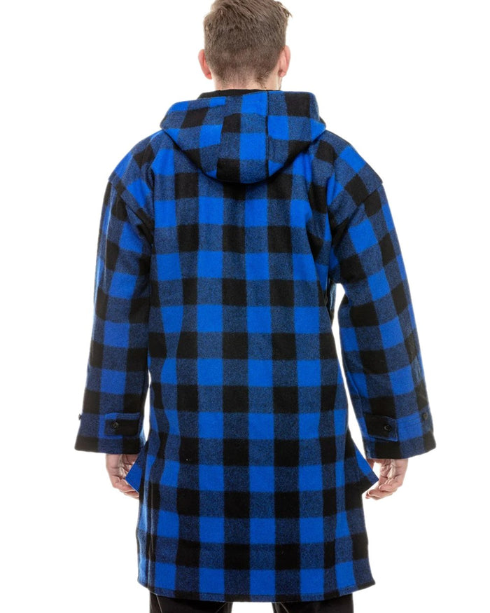 Blue Black Check Coloured Swanndri Mens Original Wool Bushshirt With Lace-Up Front on white background #colour_blue-black-check