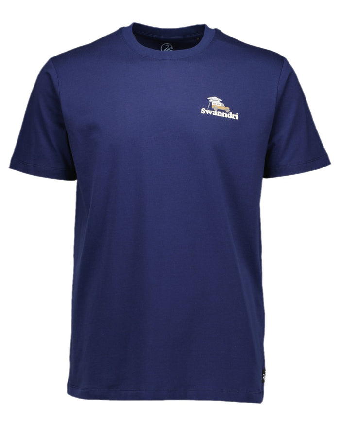 Navy Light Taupe Coloured Swanndri Mens Pop Top Printed T Shirt on white background #colour_navy-light-taupe