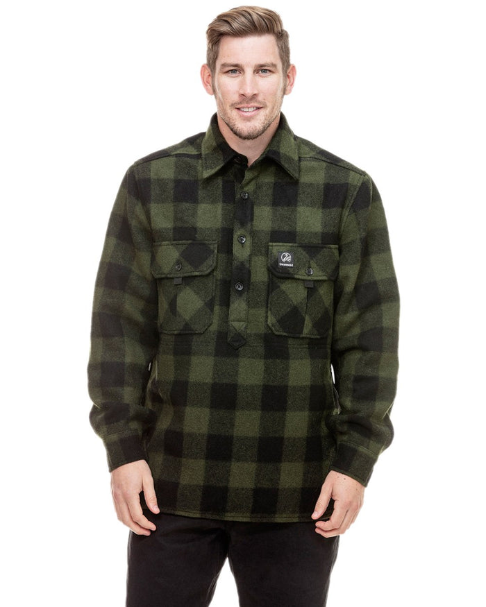 Olive Black Check Coloured Swanndri Mens Ranger Extreme V2 on white background #colour_olive-black-check