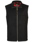 Black Coloured Swanndri Mens Saddleback Wool Vest on white background #colour_black