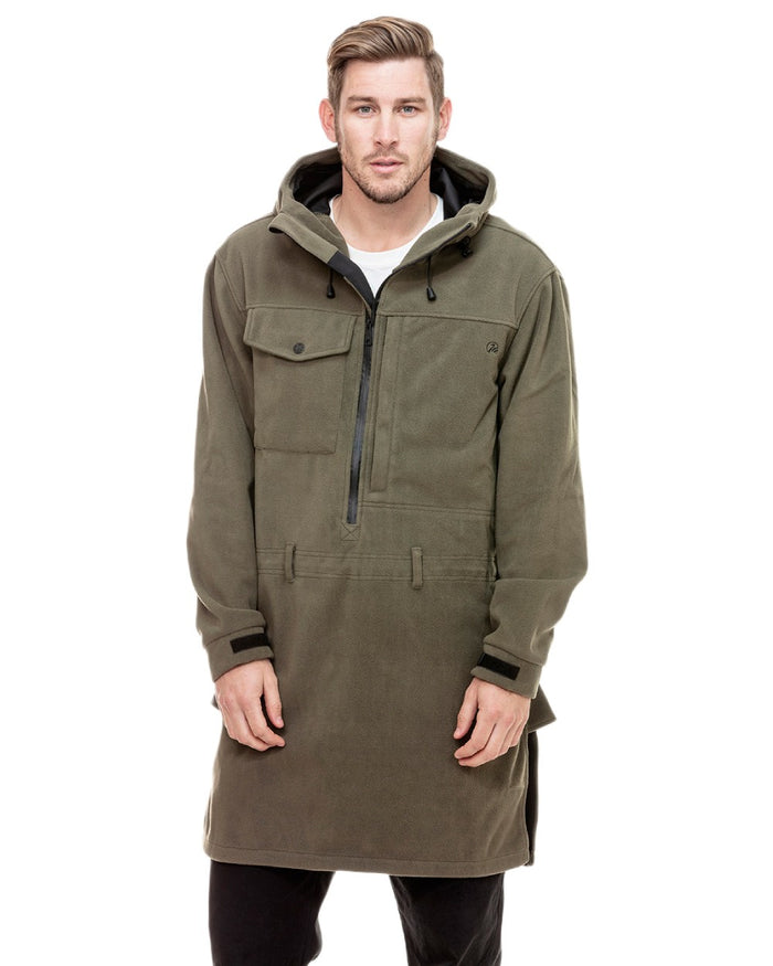Forest Coloured Swanndri Mens Tundra Technical Fleece Anorak on white background #colour_forest