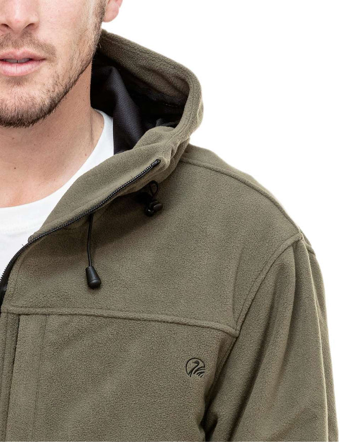 Forest Coloured Swanndri Mens Tundra Technical Fleece Anorak on white background #colour_forest