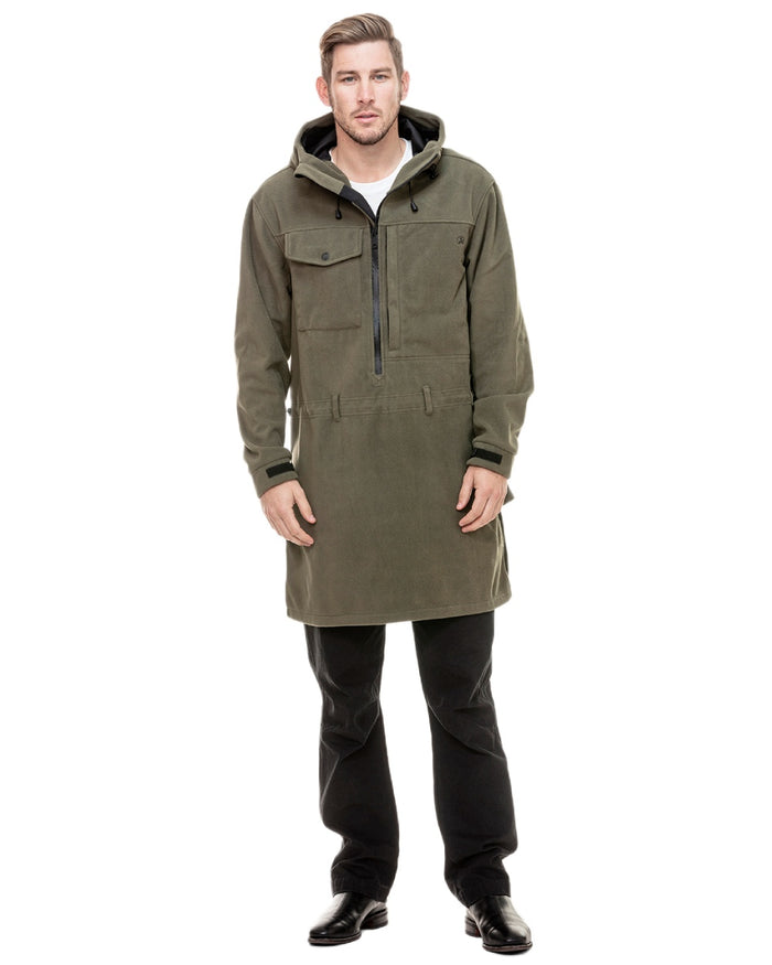 Forest Coloured Swanndri Mens Tundra Technical Fleece Anorak on white background #colour_forest