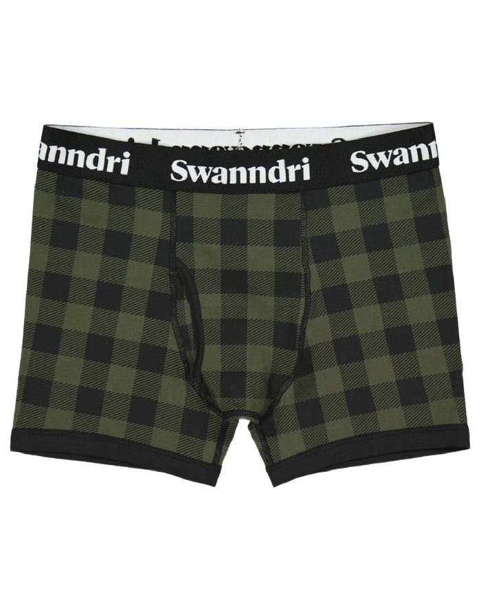 Olive Black Check Coloured Swanndri Mens Underwear on white background #colour_olive-black-check