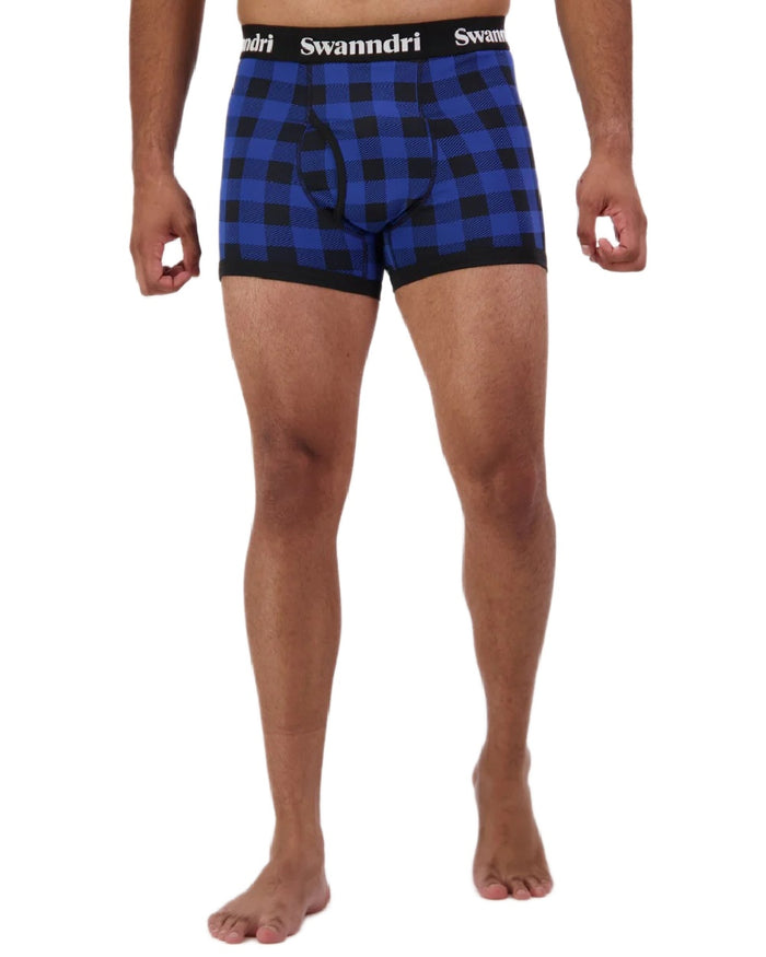 Blue Black Check Coloured Swanndri Mens Underwear on white background #colour_blue-black-check