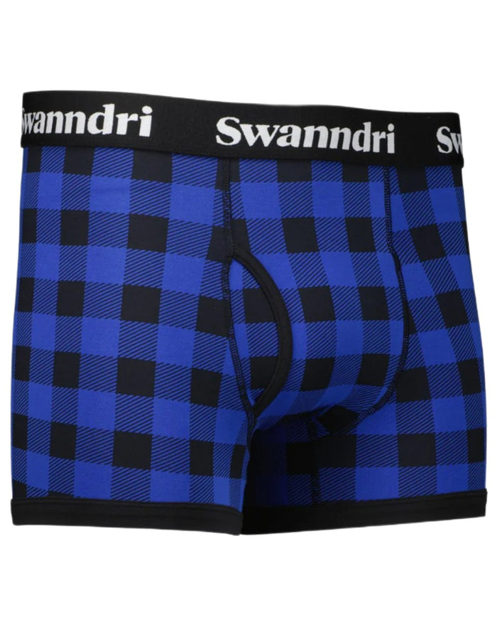 Blue Black Check Coloured Swanndri Mens Underwear on white background #colour_blue-black-check