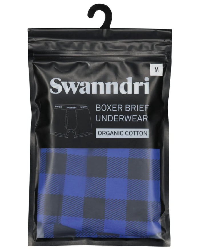 Blue Black Check Coloured Swanndri Mens Underwear on white background #colour_blue-black-check