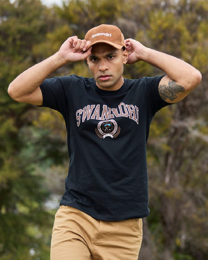 Nutshell Taupe Coloured Swanndri Swanni Corduroy Cap on blurry background #colour_nutshell-taupe