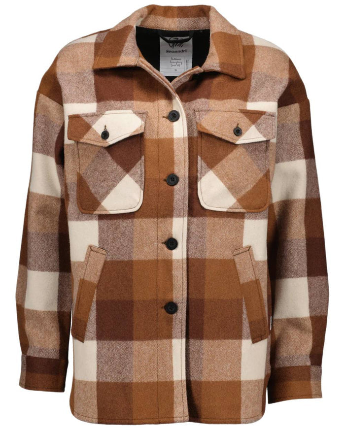 Chelsea Check Coloured Swanndri Womens Anchorage V2 Wool Shirt Jacket on white background #colour_chelsea-check