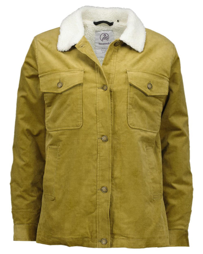 Cashew Coloured Swanndri Womens Kaituna Corduroy Jacket on white background #colour_cashew