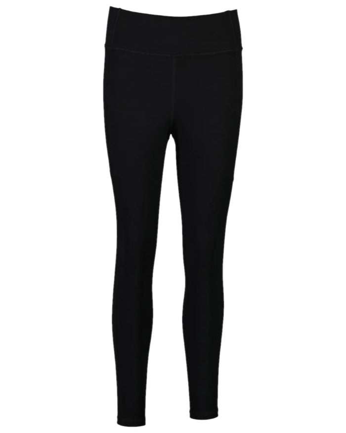 Black Coloured Swanndri Womens Merino Fusion Leggings on white background #colour_black