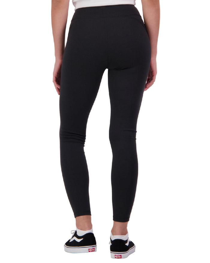 Black Coloured Swanndri Womens Merino Fusion Leggings on white background #colour_black