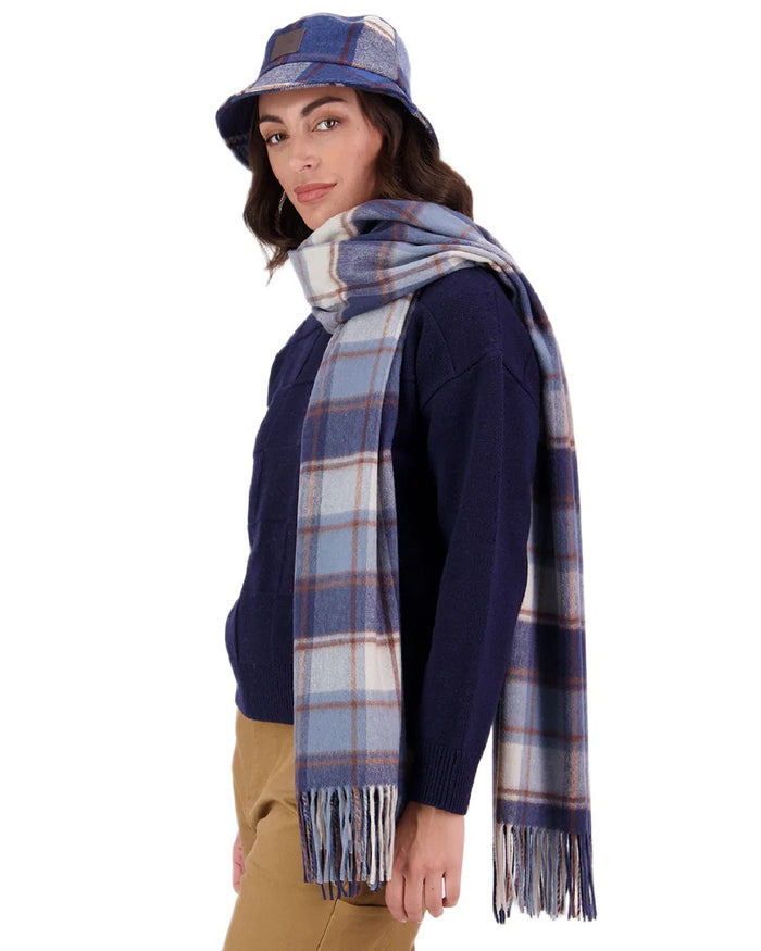 Fitzroy Check Coloured Swanndri Womens Wide Scarf on white background #colour_fitzroy-check