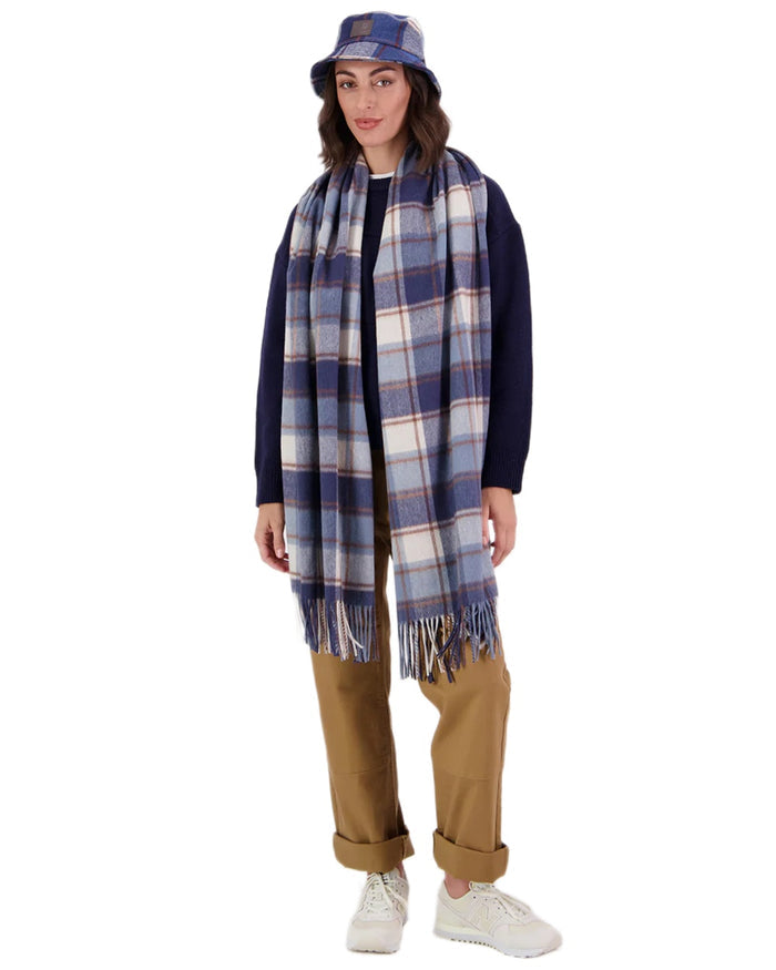 Fitzroy Check Coloured Swanndri Womens Wide Scarf on white background #colour_fitzroy-check