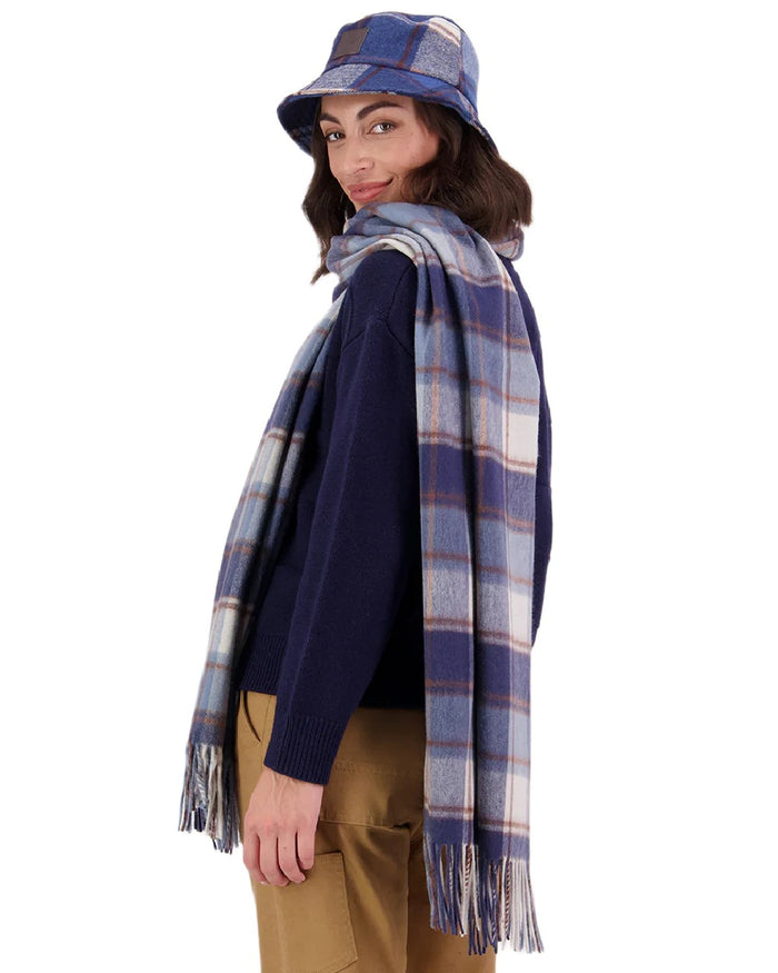 Fitzroy Check Coloured Swanndri Womens Wide Scarf on white background #colour_fitzroy-check