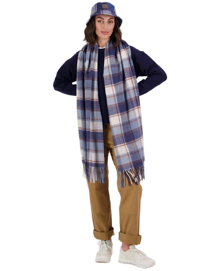 Fitzroy Check Coloured Swanndri Womens Wide Scarf on white background #colour_fitzroy-check