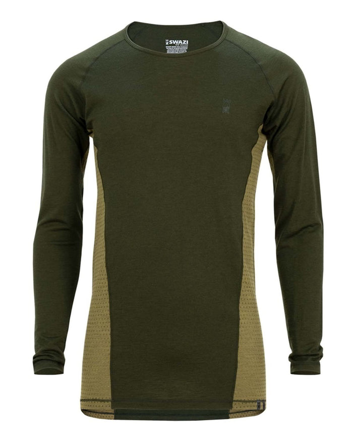 Olive Tussock Coloured Swazi The Hoodoo Long Sleeve T-Shirt On A White Background #colour_olive-tussock