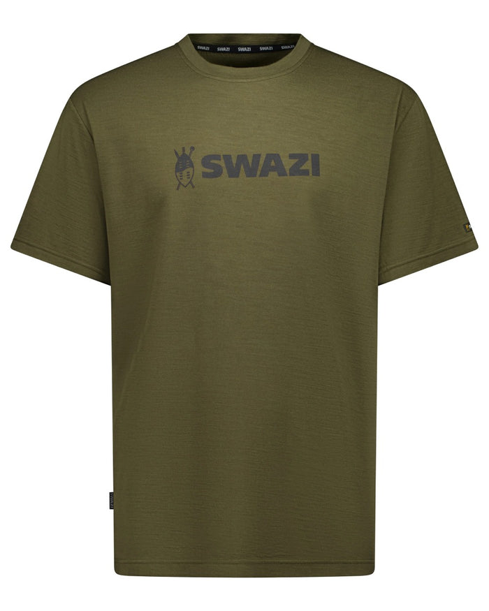 Olive coloured Swazi Kaimai Short Sleeve T-Shirt on white background #colour_olive