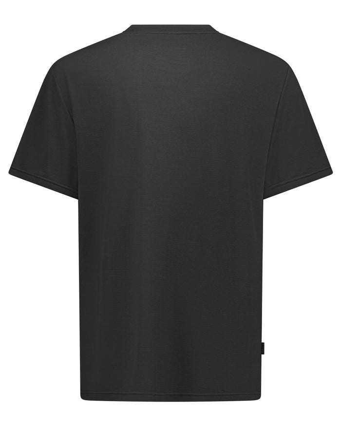 Black coloured Swazi Kaimai Short Sleeve T-Shirt on white background #colour_black