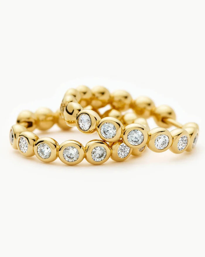 Tennis Classic Hoop Earrings | 18ct Gold Plated/Cubic Zirconia Earrings Missoma
