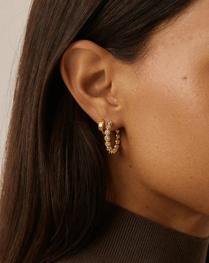 Tennis Classic Hoop Earrings | 18ct Gold Plated/Cubic Zirconia Earrings Missoma