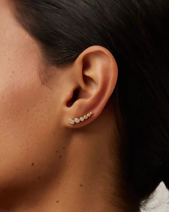 Tennis Climber Earrings | 18ct Gold Vermeil/Cubic Zirconia Earrings Missoma