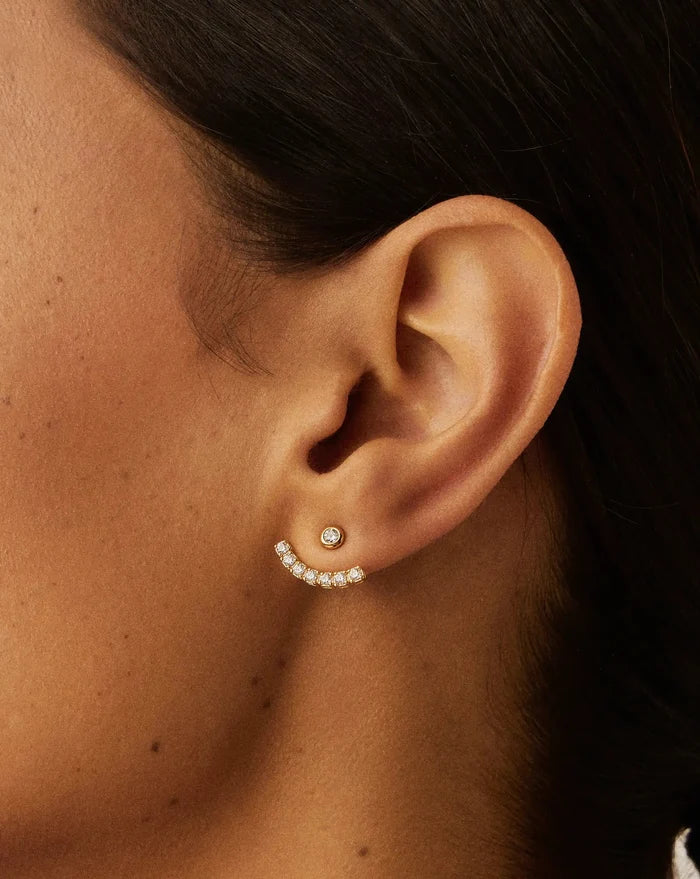 Tennis Ear Jacket Stud Earrings | 18ct Gold Vermeil/Cubic Zirconia Earrings Missoma