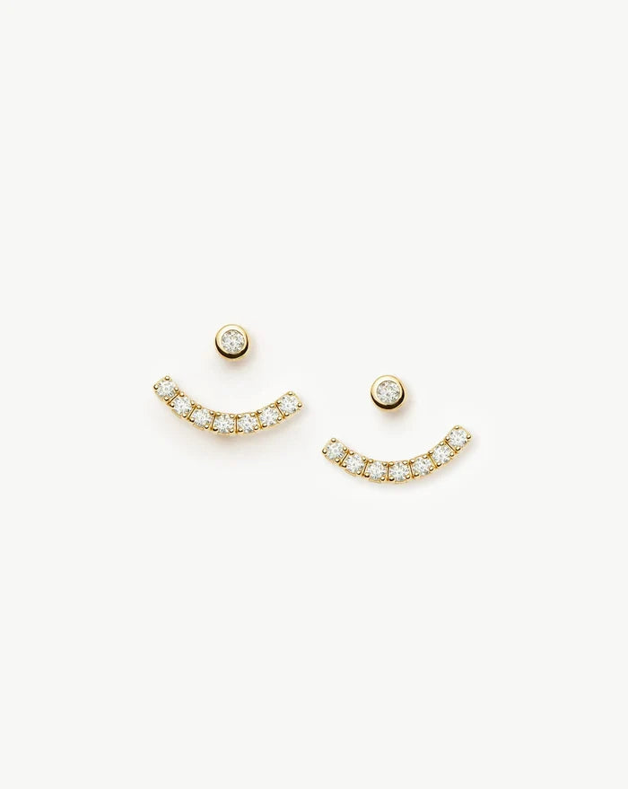 Tennis Ear Jacket Stud Earrings | 18ct Gold Vermeil/Cubic Zirconia Earrings Missoma