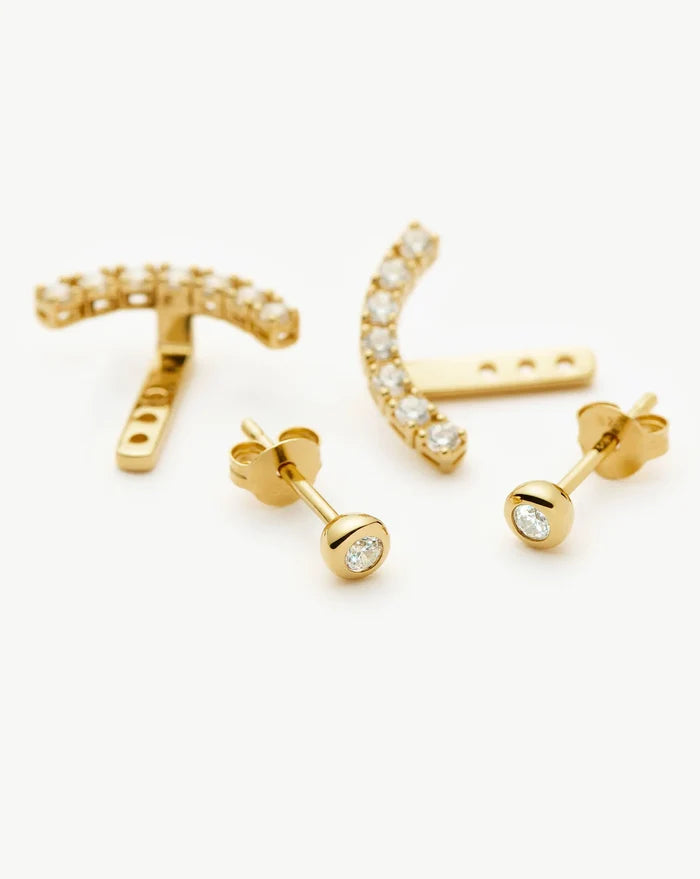 Tennis Ear Jacket Stud Earrings | 18ct Gold Vermeil/Cubic Zirconia Earrings Missoma