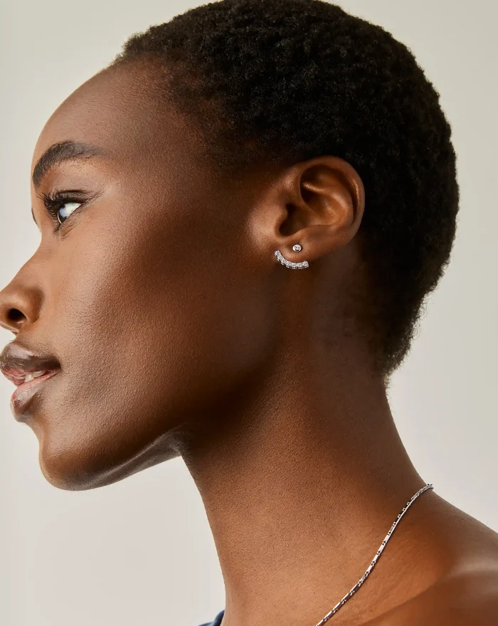 Tennis Ear Jacket Stud Earrings | Sterling Silver/Cubic Zirconia Earrings Missoma