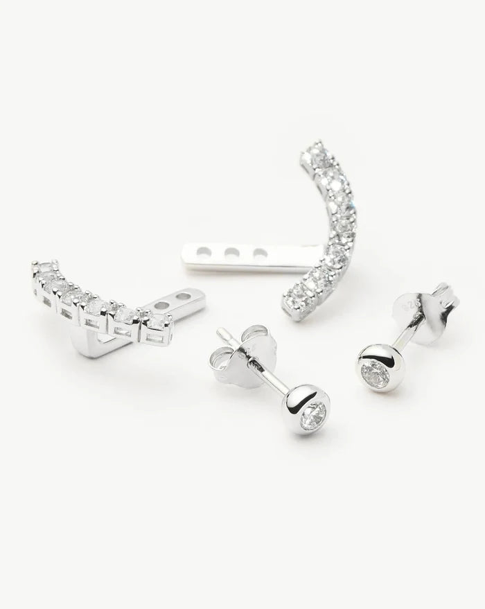 Tennis Ear Jacket Stud Earrings | Sterling Silver/Cubic Zirconia Earrings Missoma