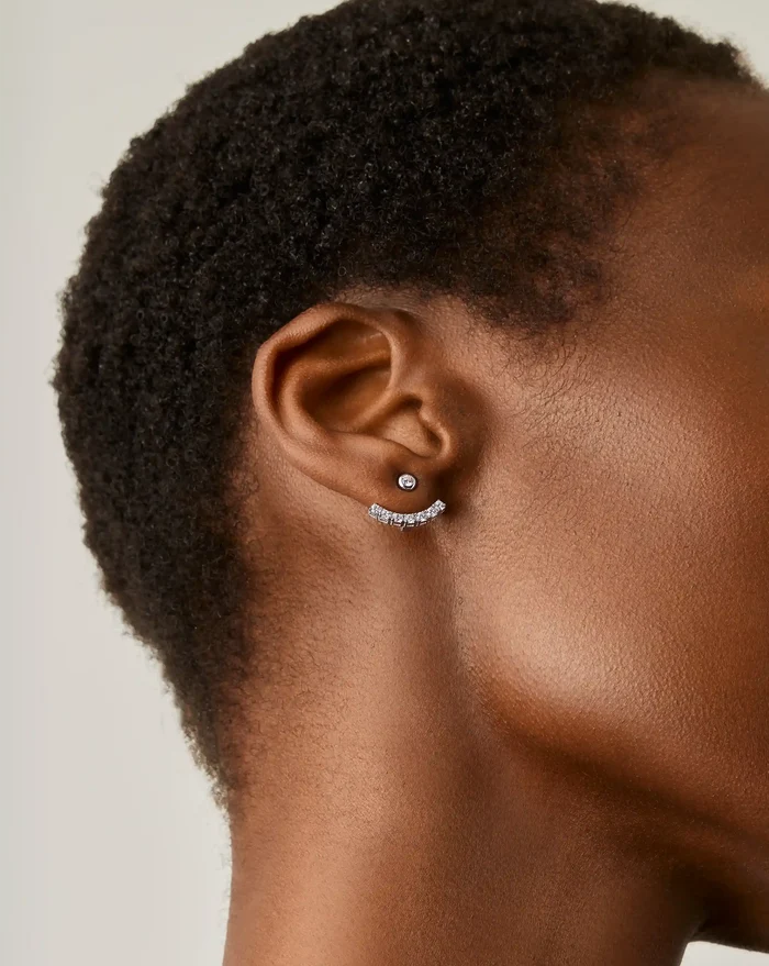 Tennis Ear Jacket Stud Earrings | Sterling Silver/Cubic Zirconia Earrings Missoma