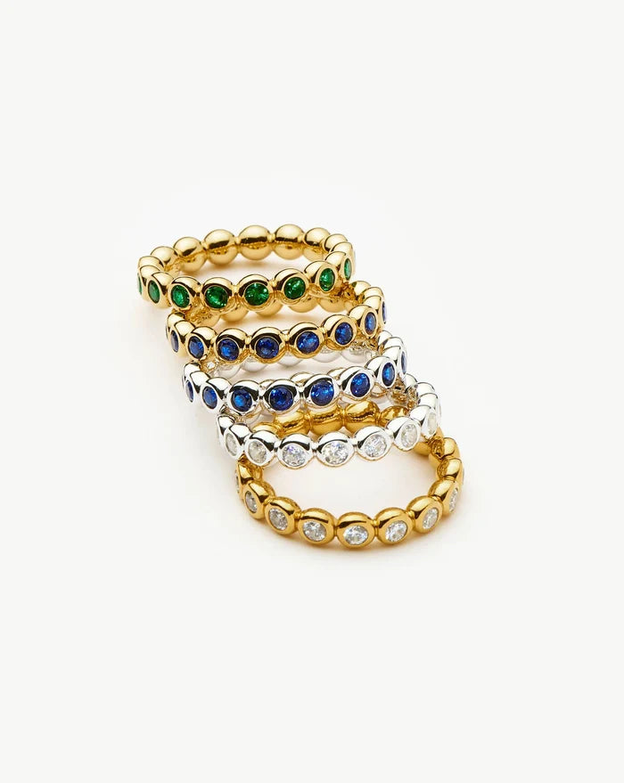 Tennis Eternity Stacking Ring | 18ct Gold Vermeil/Emerald Green Nano-crystal Rings Missoma