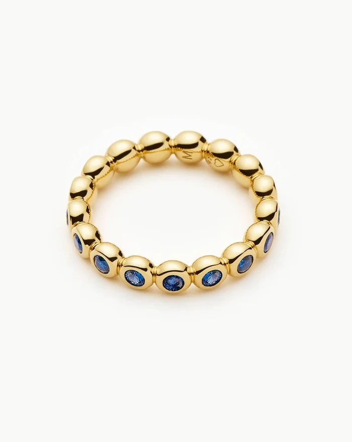 Tennis Eternity Stacking Ring | 18ct Gold Vermeil/Sapphire Blue Nano-crystal Rings Missoma