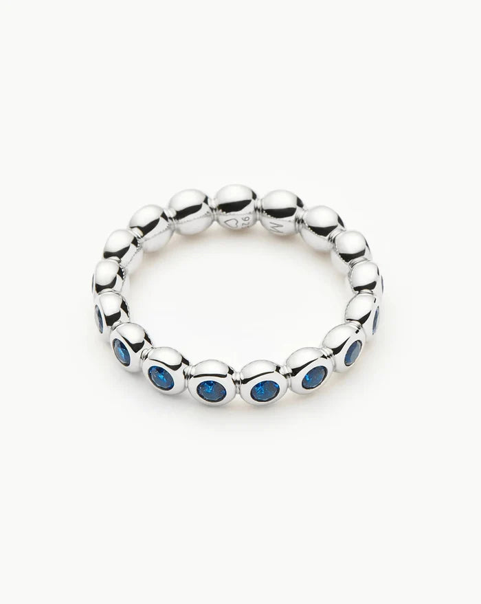 Tennis Eternity Stacking Ring | Sterling Silver/Sapphire Blue Nano-crystal Rings Missoma