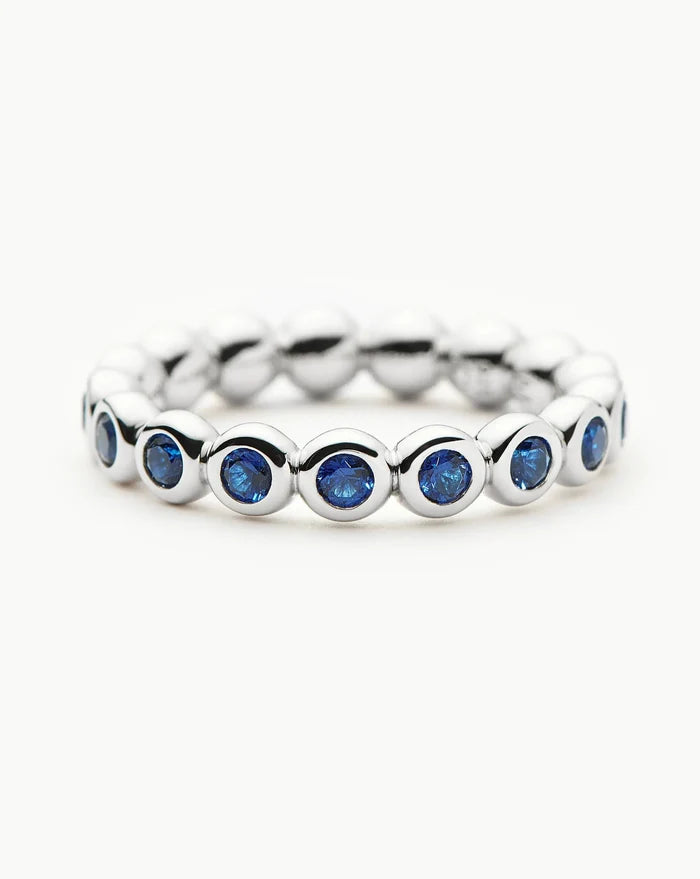 Tennis Eternity Stacking Ring | Sterling Silver/Sapphire Blue Nano-crystal Rings Missoma