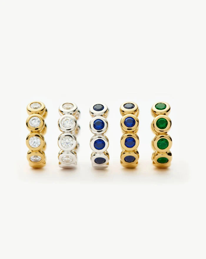 Tennis Small Hoop Earrings | 18ct Gold Vermeil/Sapphire Blue Nano-crystal Earrings Missoma