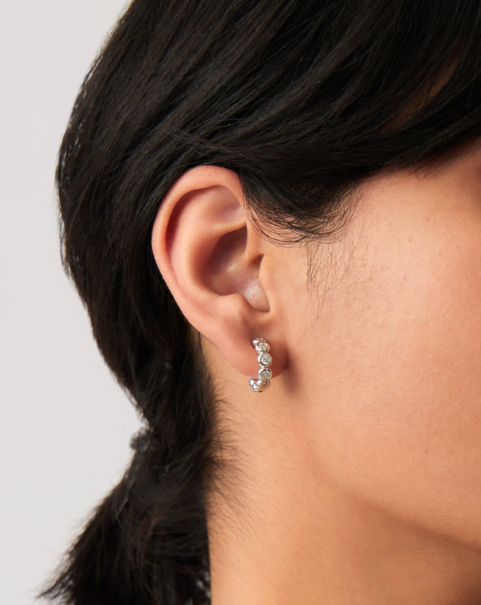 Tennis Small Hoop Earrings| Sterling Silver Cubic Zirconia Earrings Missoma