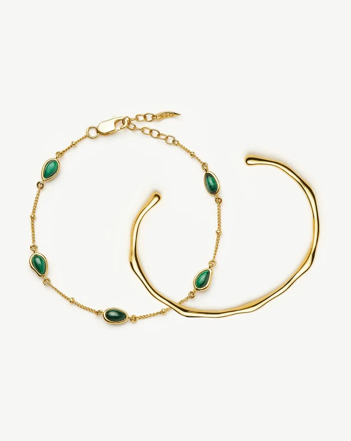 Magma Gemstone & Molten Cuff Bracelet Set | 18ct Gold Vermeil / 18ct Gold Plated Bracelets Missoma