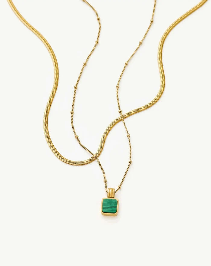 The Malachite Necklace Set | 18ct Gold Vermeil, 18ct Gold Plated Necklace Sets Missoma