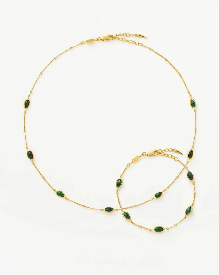 Iconic Magma Gemstone Choker & Bracelet Set | 18ct Gold Vermeil/Malachite Bracelets Missoma