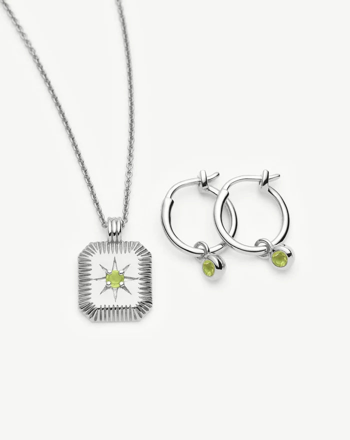 August Birthstone Necklace & Charm Earrings Set | Sterling Silver/Peridot Necklaces Missoma