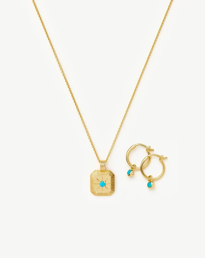 December Birthstone Necklace & Charm Earrings Set | 18ct Gold Vermeil/Turquoise Magnesite Necklaces Missoma