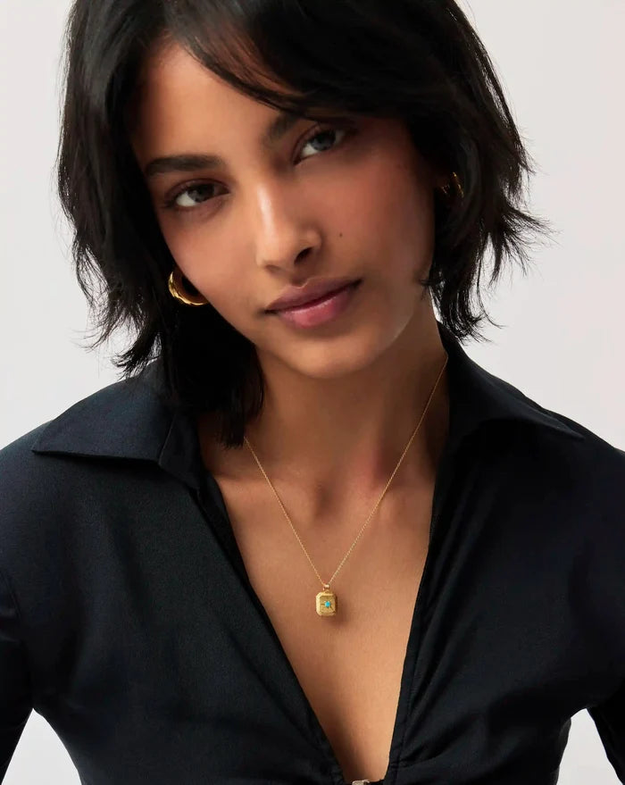 December Birthstone Necklace & Charm Earrings Set | 18ct Gold Vermeil/Turquoise Magnesite Necklaces Missoma