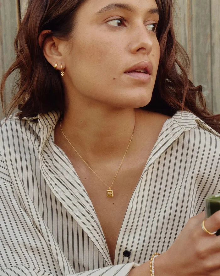 June Birthstone Necklace & Charm Earrings Set | 18ct Gold Vermeil/Rainbow Moonstone Necklaces Missoma