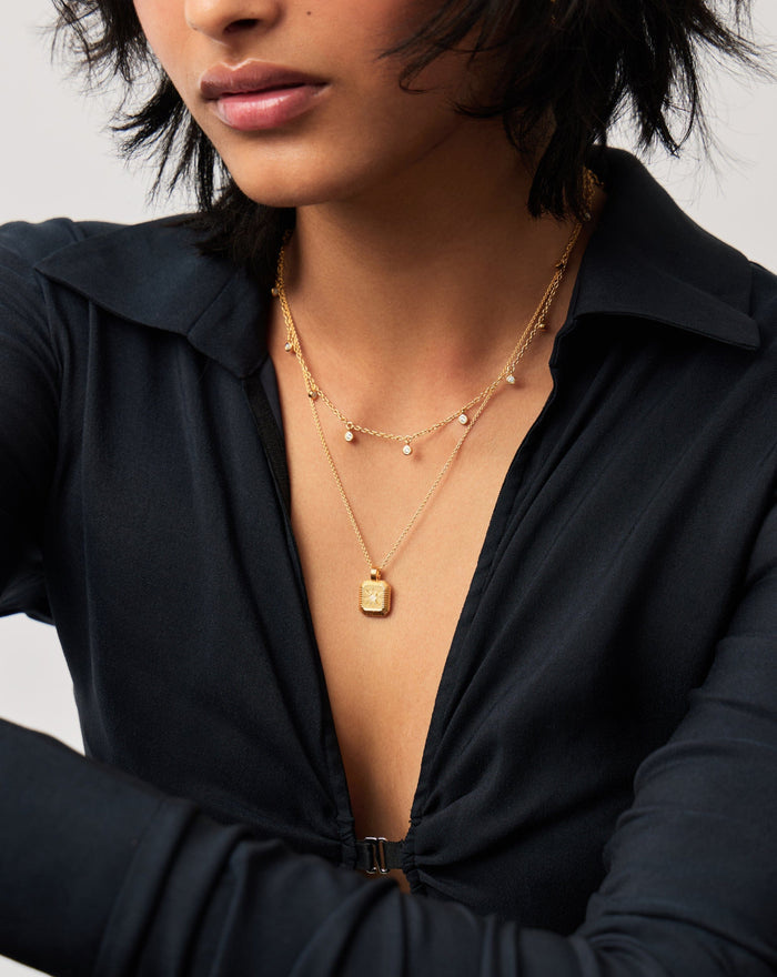 June Birthstone Necklace & Charm Earrings Set | 18ct Gold Vermeil/Rainbow Moonstone Necklaces Missoma