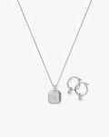 March Birthstone Necklace & Charm Earrings Set | Sterling Silver/Milky Aquamarine Necklaces Missoma