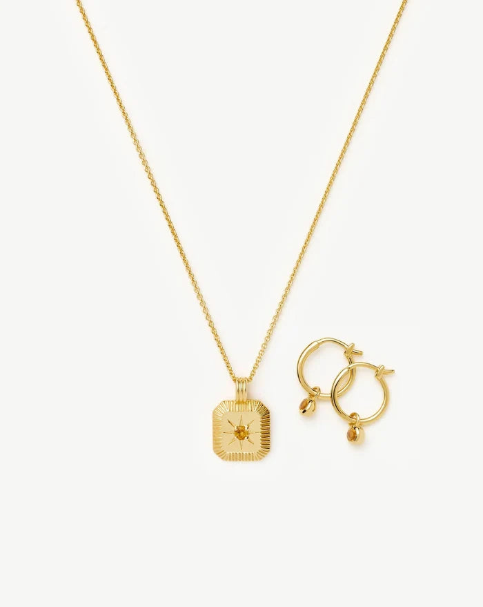 November Birthstone Necklace & Charm Earrings Set | 18ct Gold Vermeil/Citrine Necklaces Missoma
