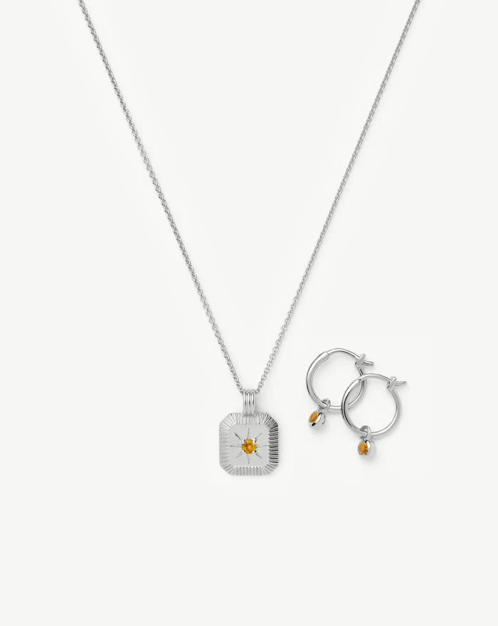 November Birthstone Necklace & Charm Earrings Set | Sterling Silver/Citrine Necklaces Missoma
